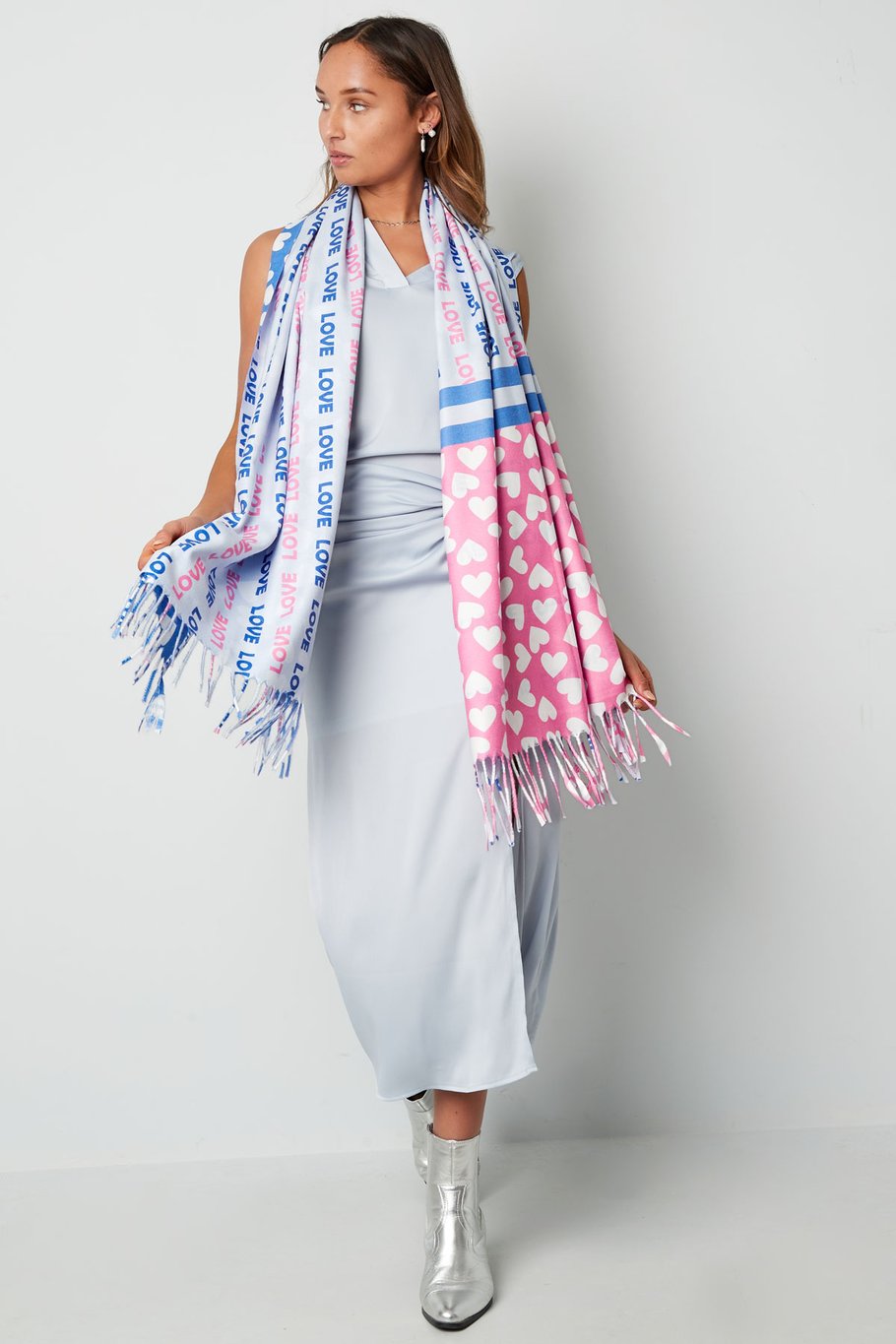 Scarf with double print - orange-pink Picture2